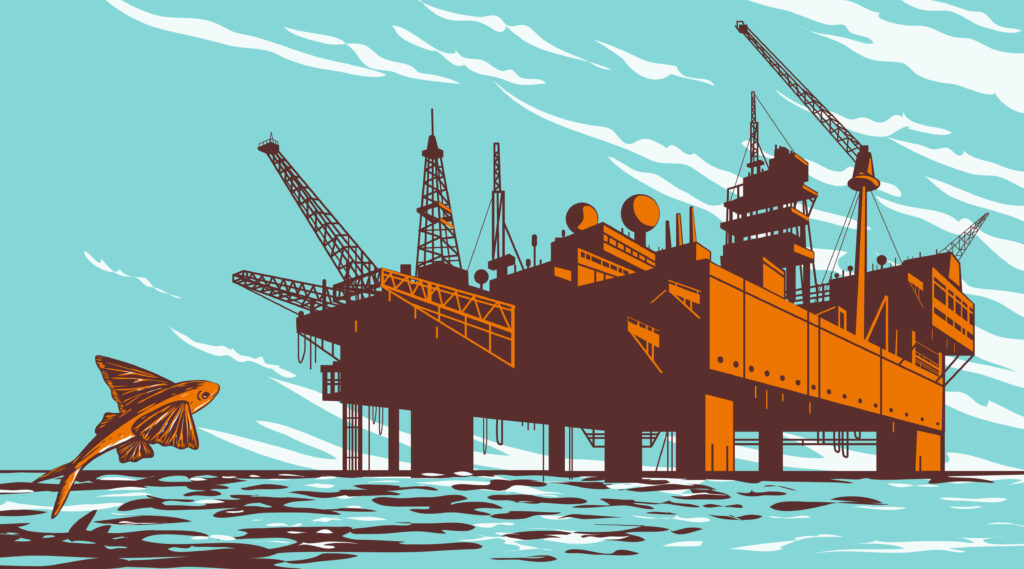 An offshore oil rig